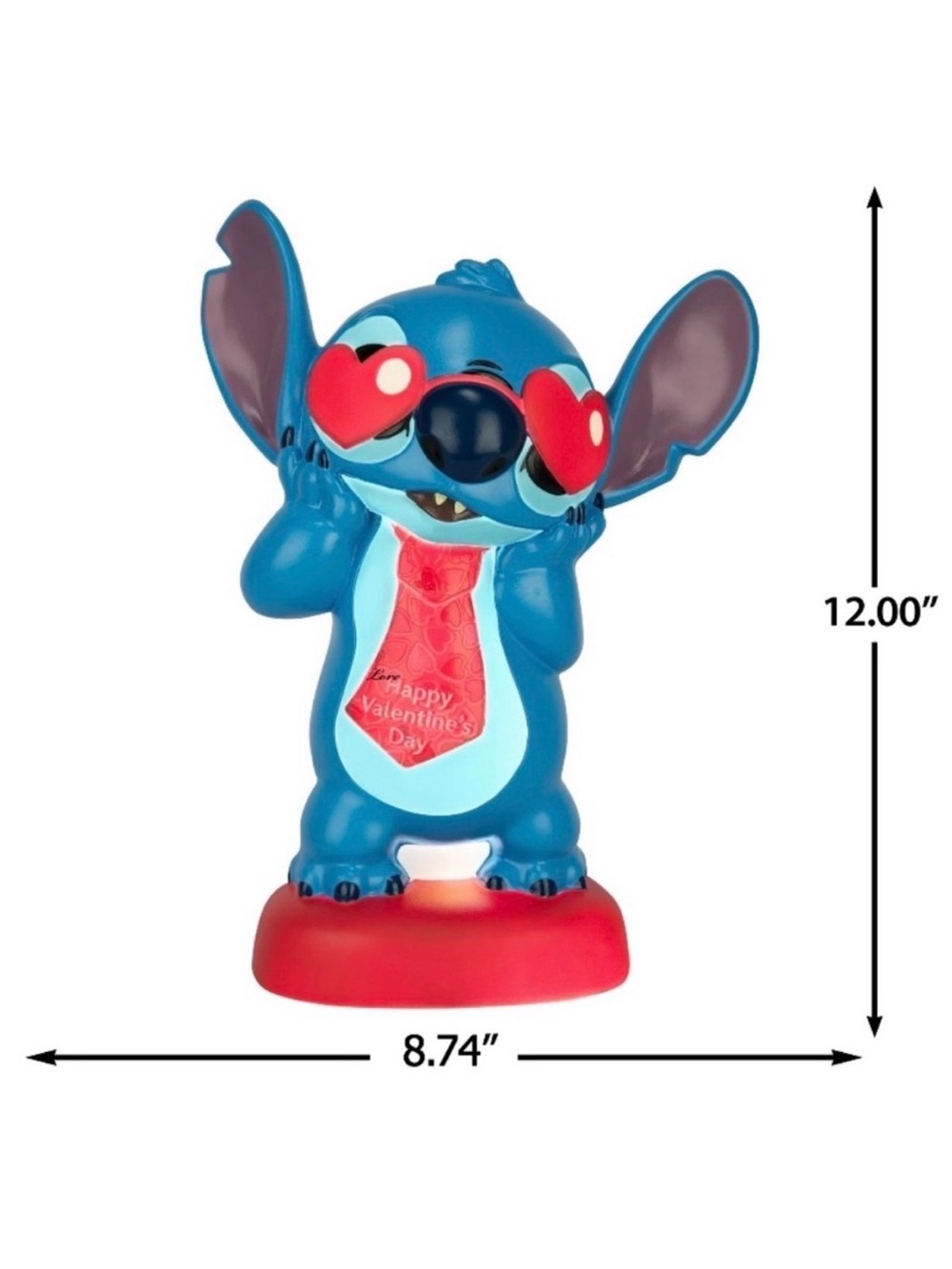 New 12'' Light Up Disney Stitch Decor with Heart Sunglasses & Red Tie - Picture 2 of 5